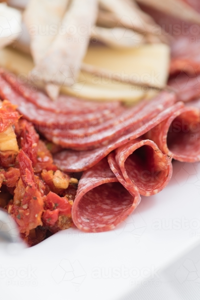 Image of Salami and cold meats platter Austockphoto