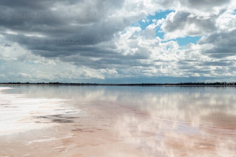 Salt lake full of water, wheatbelt region, Western Australia - Australian Stock Image