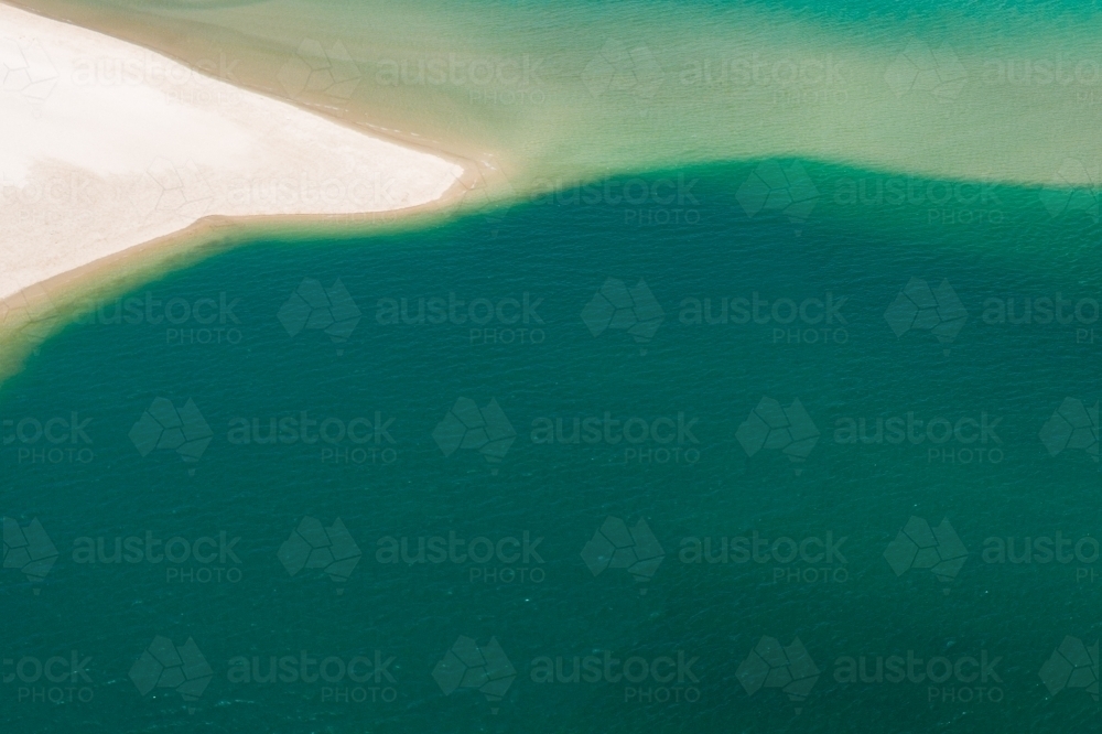 Sand bars, water, and ripples between Caloundra and Bribie Island, Queensland. - Australian Stock Image