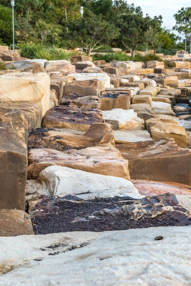 Sandstone blocks of Barangaroo - Australian Stock Image