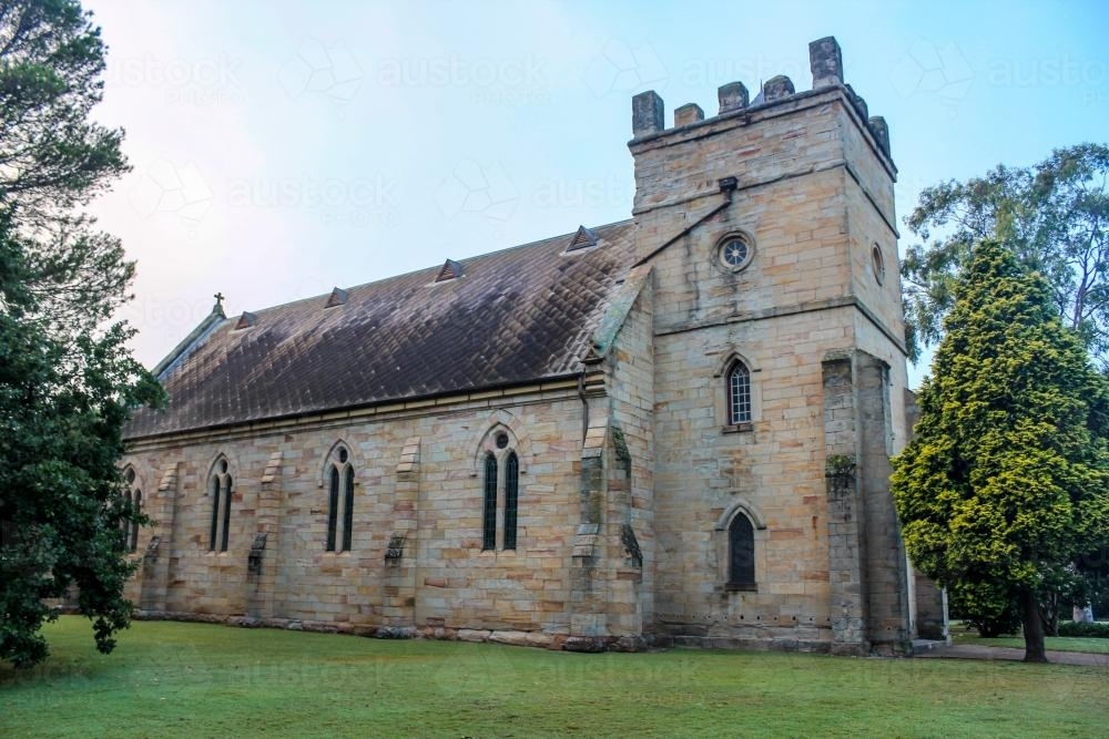 Sandstone church in country town - Australian Stock Image