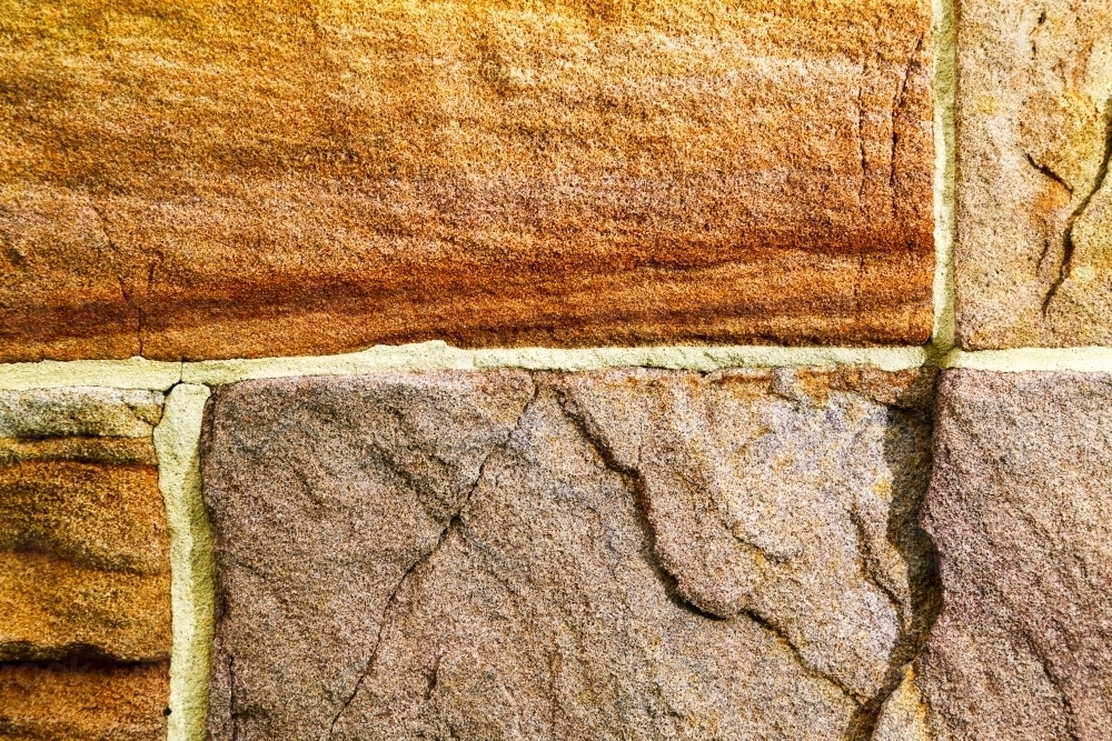 Sandstone wall bricks of the historic 19th century La Perouse Customs Tower, Botany Bay, NSW - Australian Stock Image