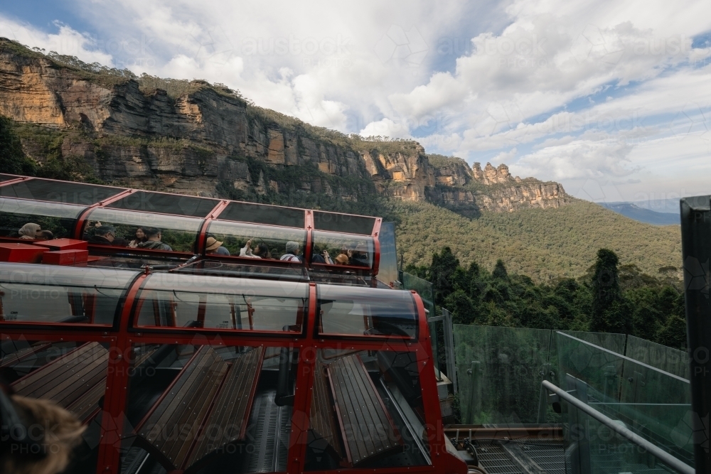 Scenic Railway, the steepest passenger railway in the world at the Blue Mountains - Australian Stock Image