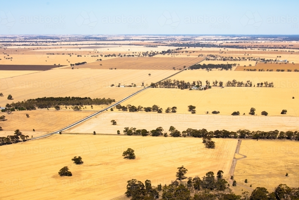 Scenic view across the Wimmera area of Western Victoria - Australian Stock Image