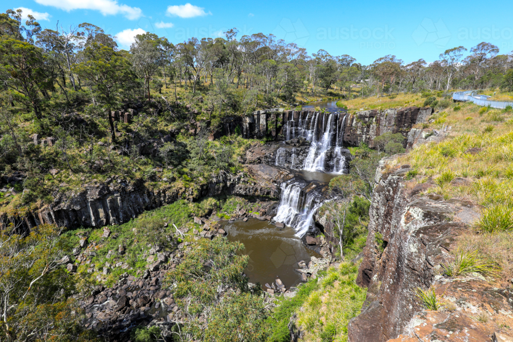 Scenic view of Ebor Falls and surrounding natural landscape in New South Wales, Australia. - Australian Stock Image