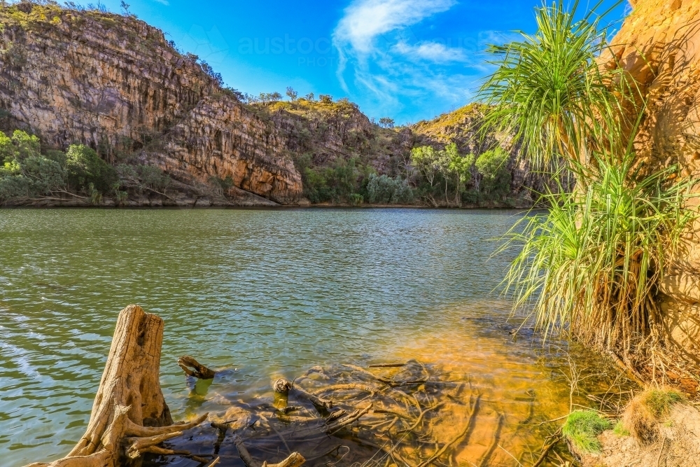 Scenic view of Katherine Gorge rocky cliff and river - Australian Stock Image
