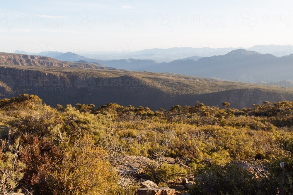 Scenic view overlooking mountains in the Grampians National Park - Australian Stock Image