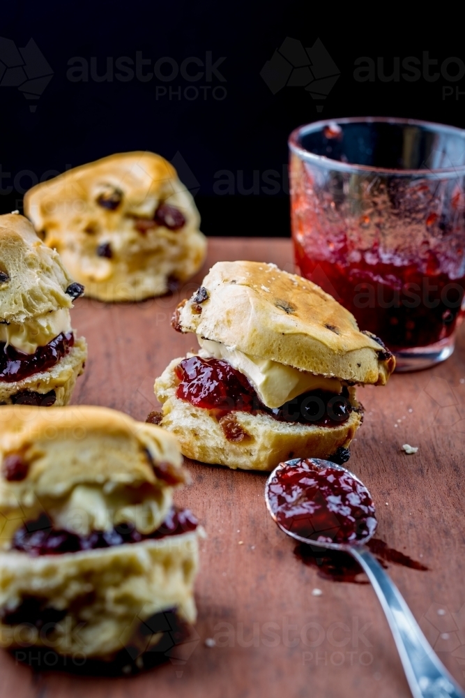 Scones with jam and cream - Australian Stock Image