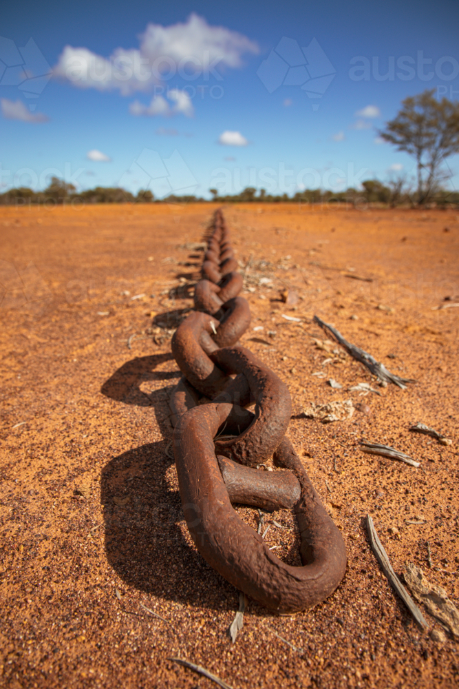 Scrub pulling chain lying on the ground - Australian Stock Image