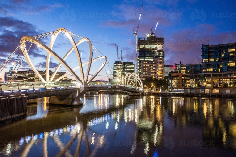 Seafarers Pedestrian Bridge at Night - Australian Stock Image