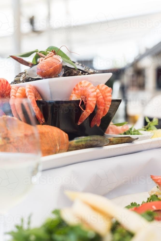 seafood smorgasboard with prawns - Australian Stock Image