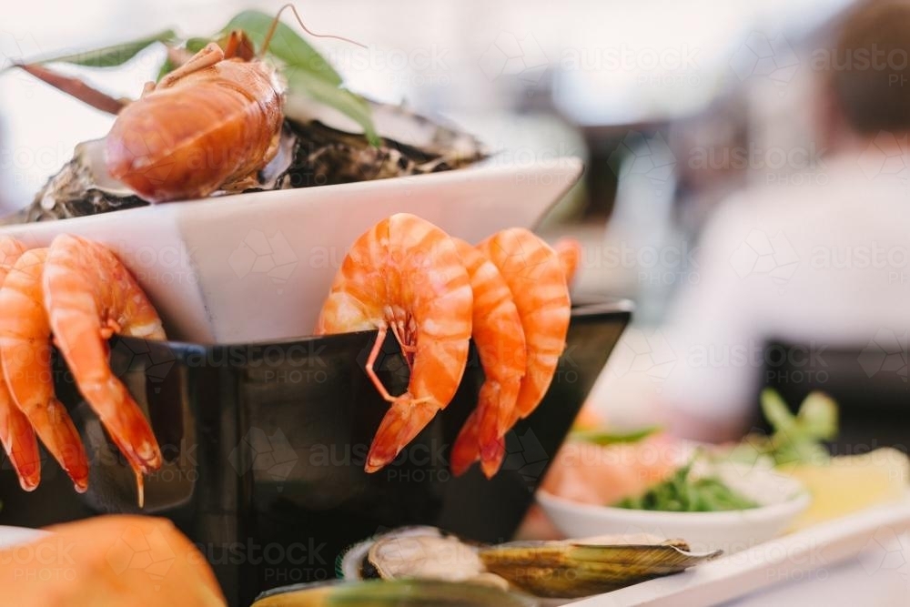 seafood smorgasboard with prawns - Australian Stock Image