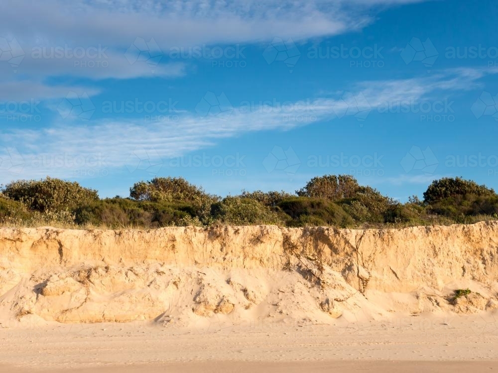 Seaside beach erosion caused by a big storm - Australian Stock Image