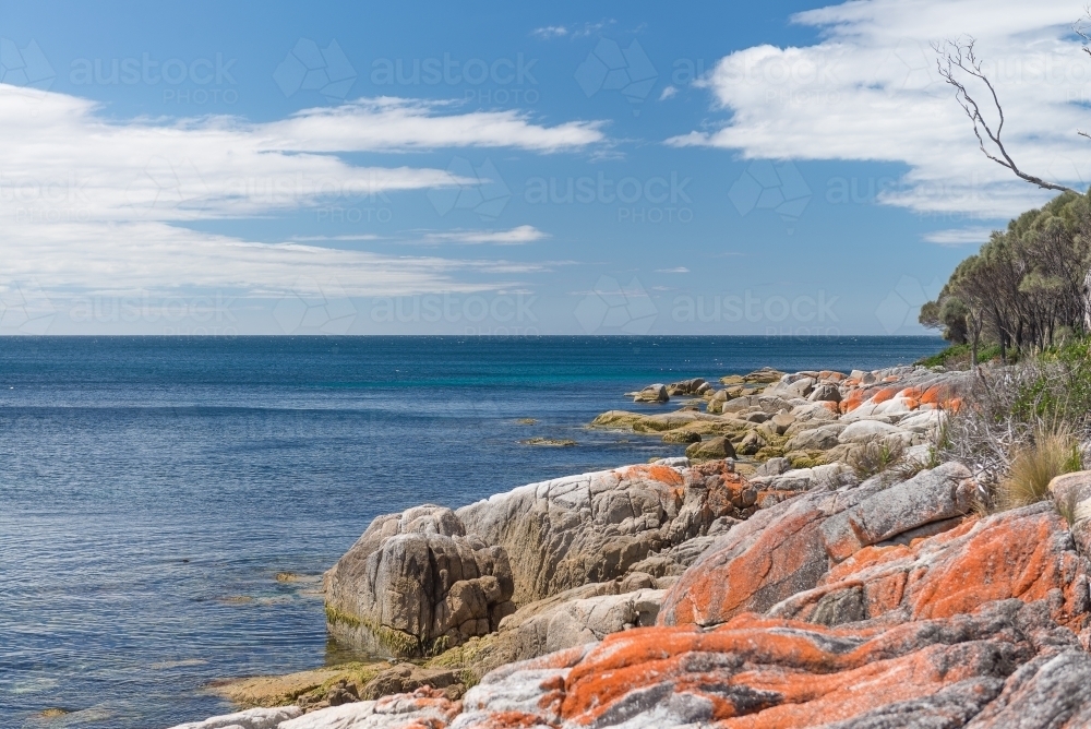 Seaside rock colours of Bay of Fires, Tasmania - Australian Stock Image