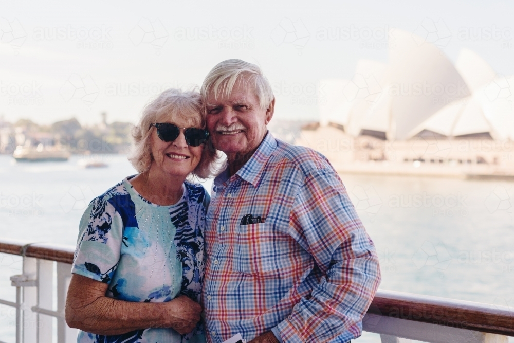senior couple leaving on a cruise - Australian Stock Image