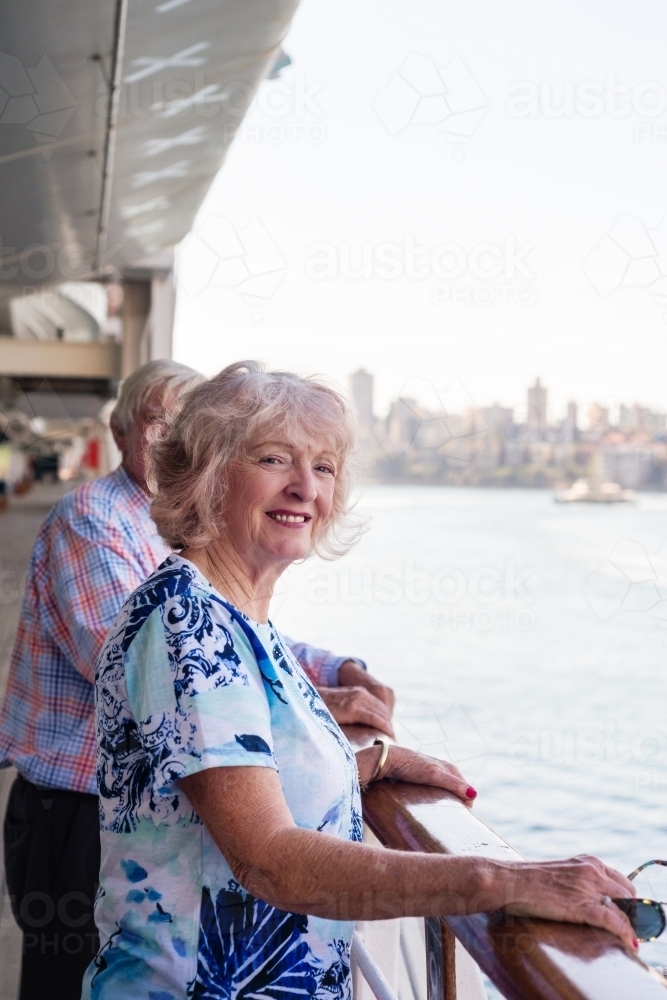 senior couple leaving on a cruise - Australian Stock Image