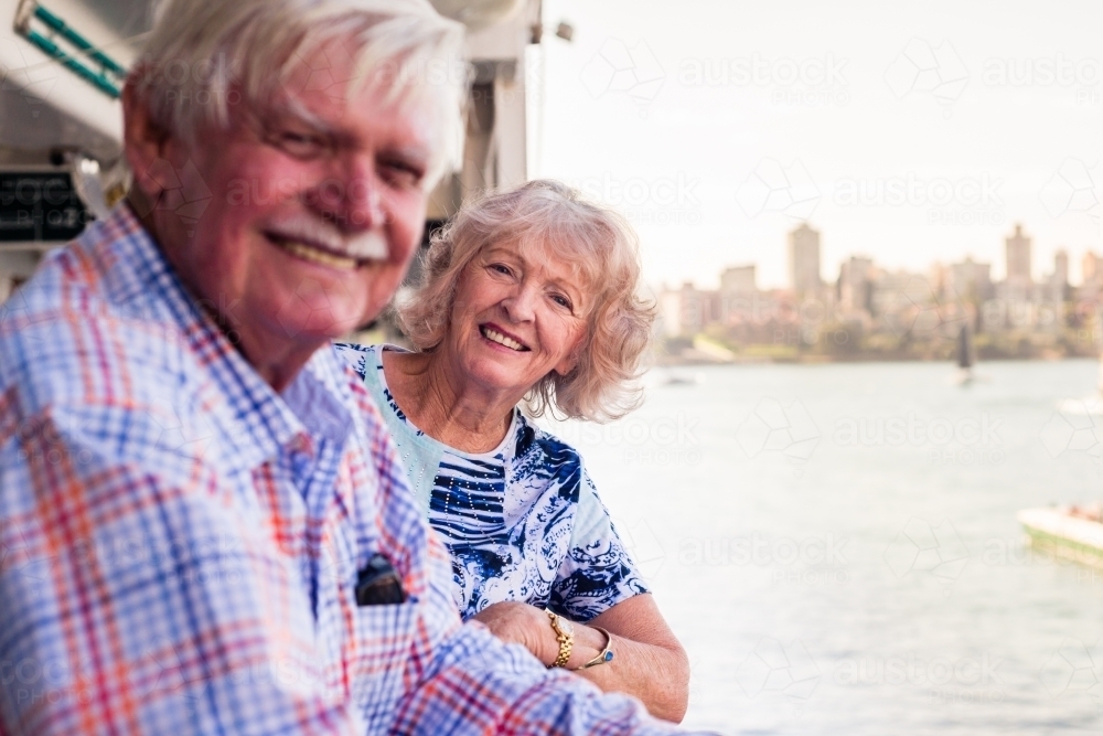 senior couple leaving on a cruise - Australian Stock Image