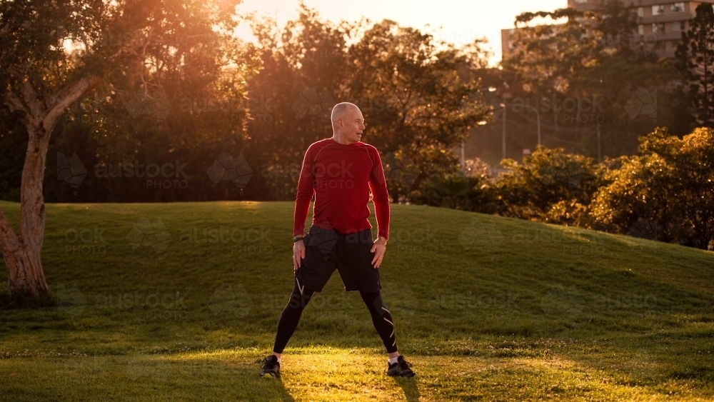 Senior Mature Runner in the morning - Australian Stock Image