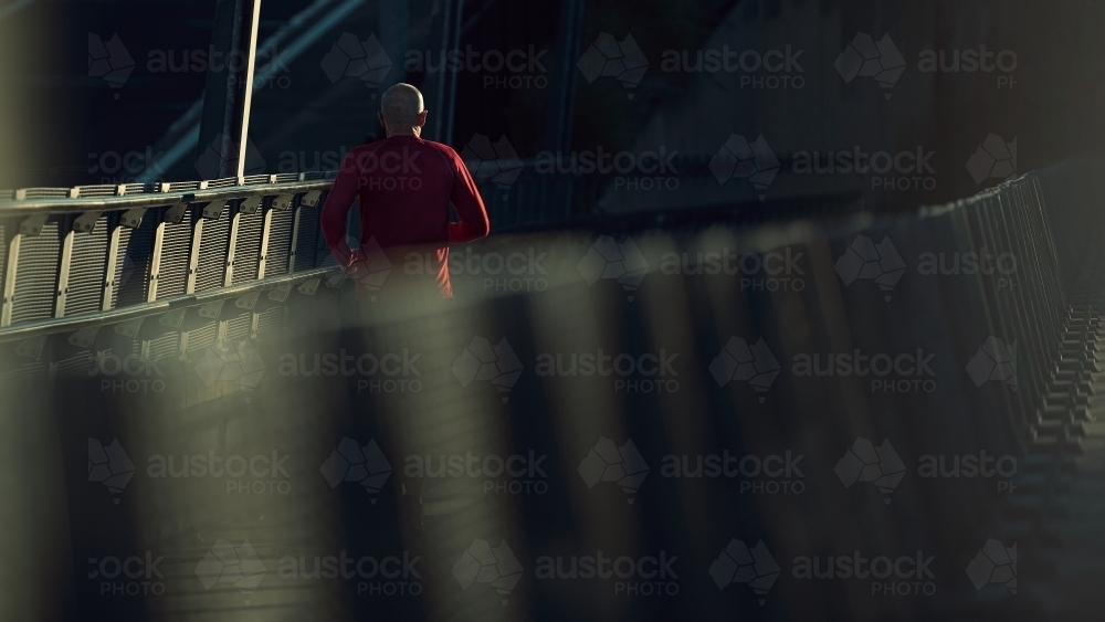 Senior Mature Runner in the morning - Australian Stock Image