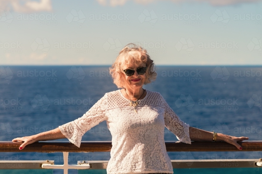 senior woman on a cruise - Australian Stock Image