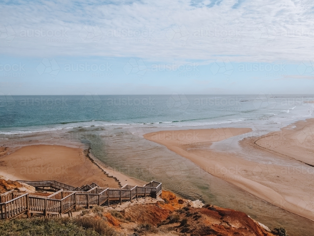 Set up stairs down to the Ocean - Australian Stock Image