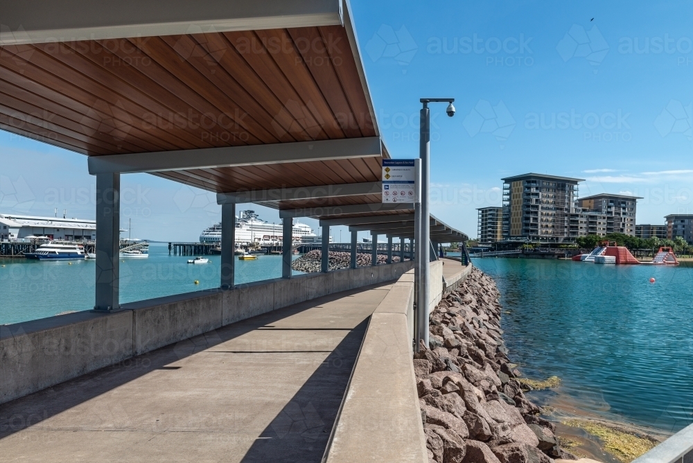 Shaded sea wall at Darwin Waterfront - Australian Stock Image