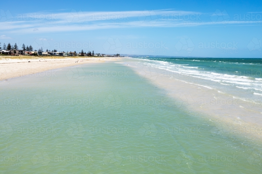 shallows and sand bar on city beach - Australian Stock Image