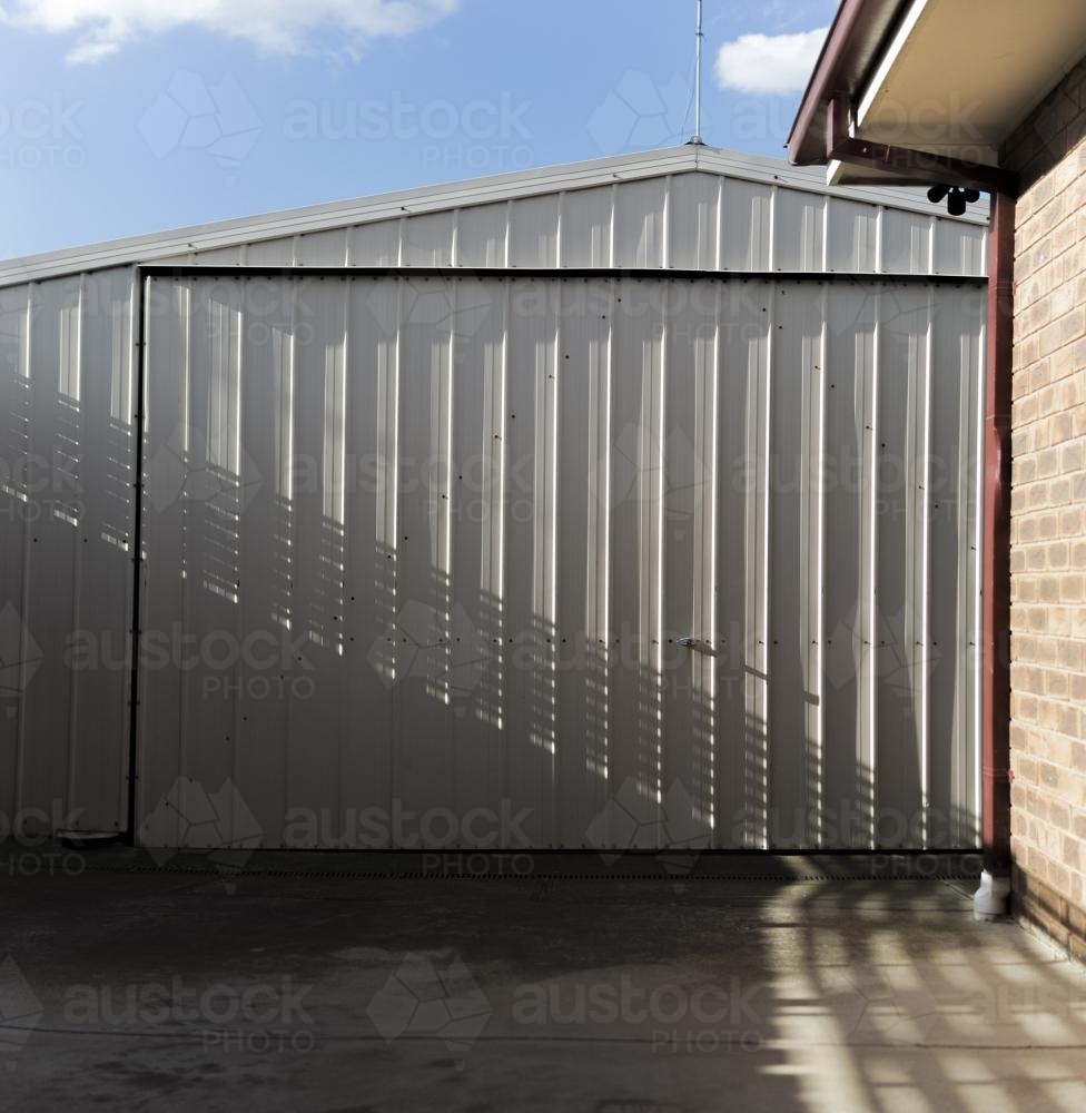Shed detail with shadows - Australian Stock Image