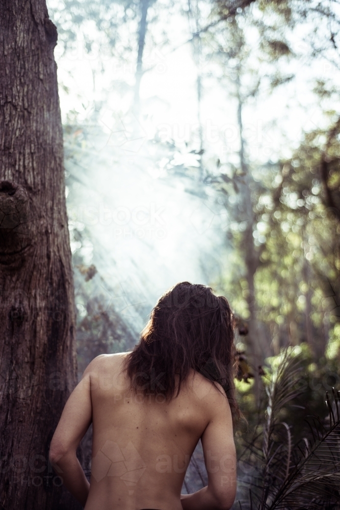 Person with nature in forest - Australian Stock Image