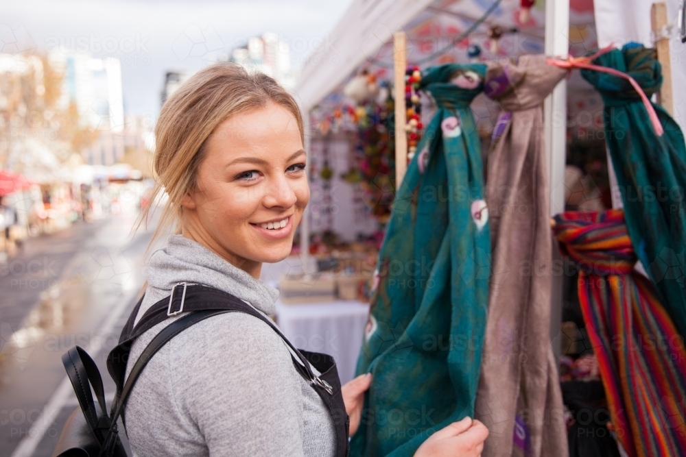 Shopping at Queen Victoria Market - Australian Stock Image