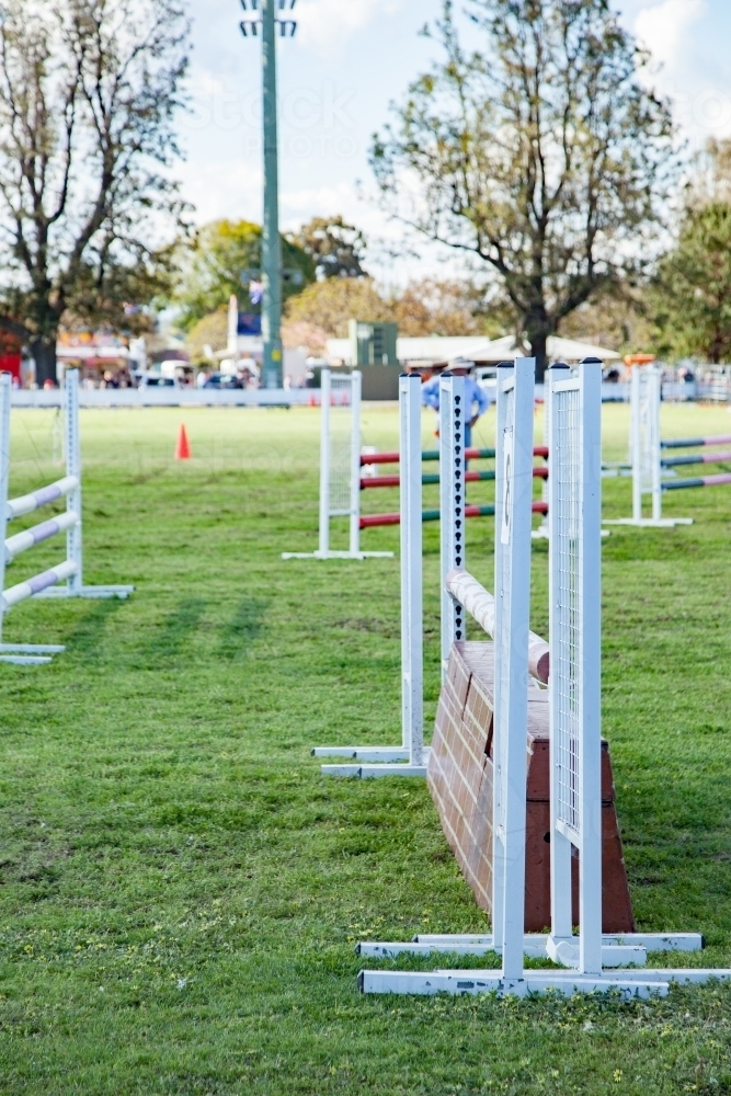 Image of Showjumping fence in the arena Austockphoto