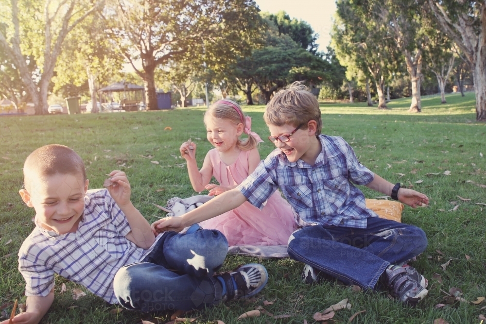 Sibling playing in the park - Australian Stock Image