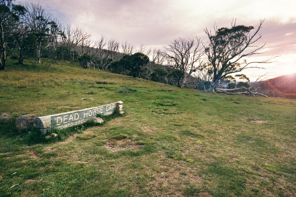 Sign at Dead Horse Gap near Thredbo : Austockphoto Sign at Dead Horse Gap near Thredbo - Australian Stock Image