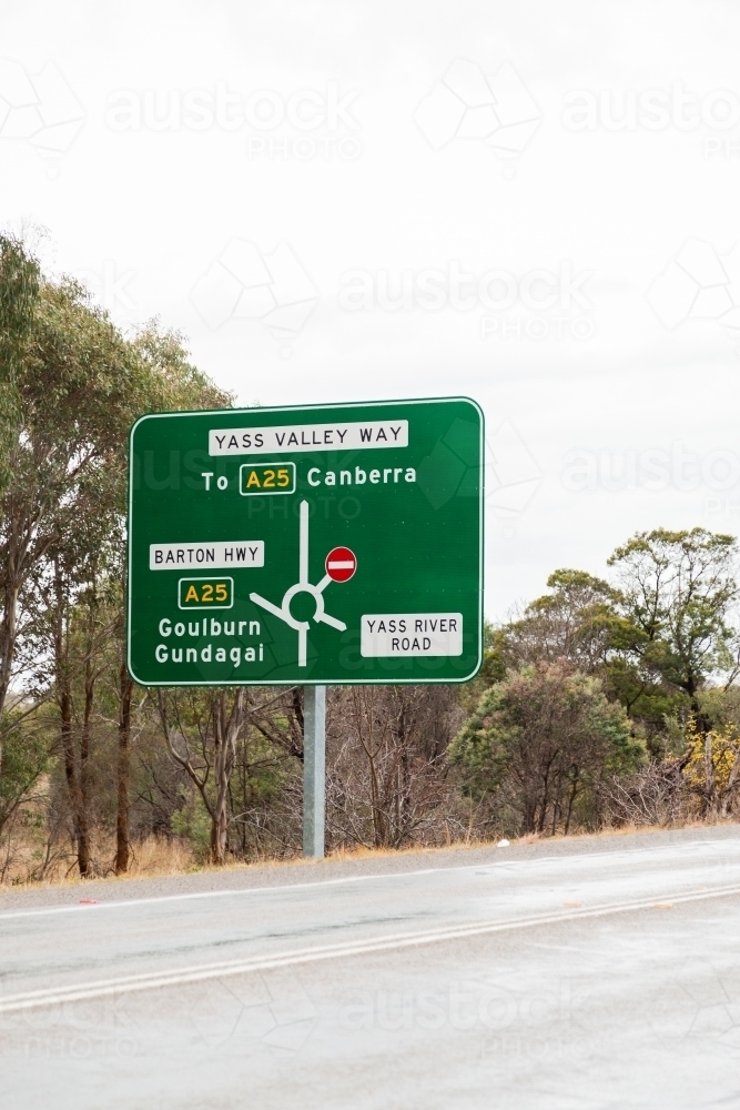 Sign beside highway near Yass to Canberra - Australian Stock Image