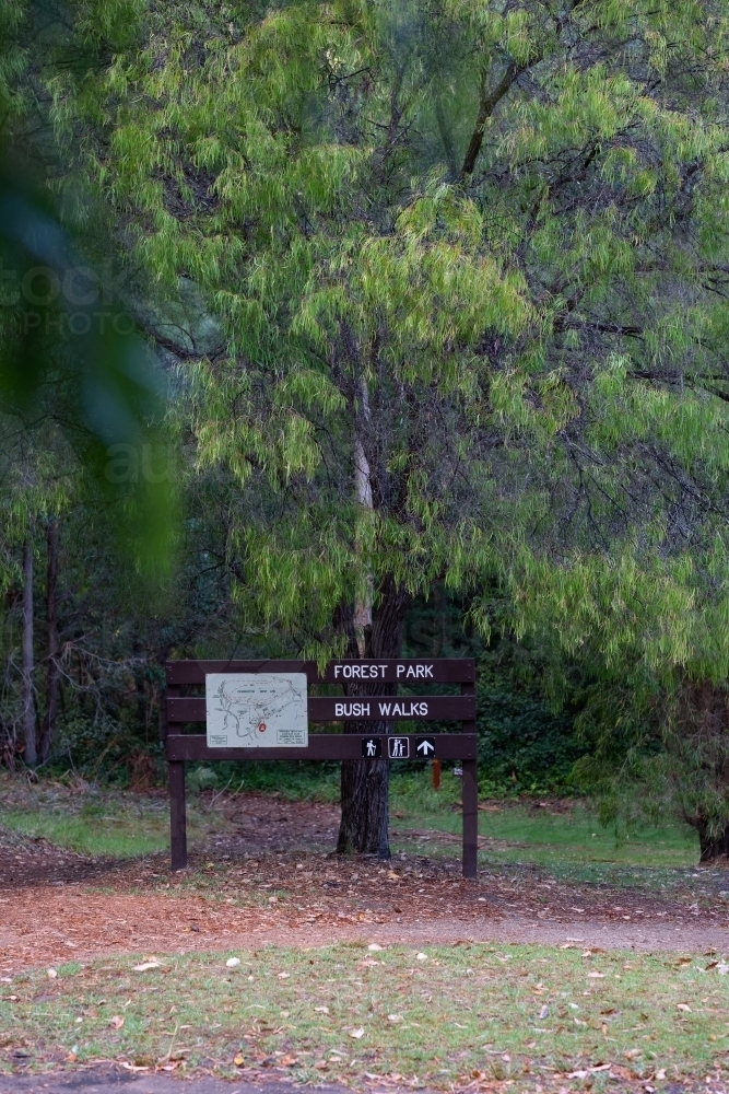 sign for forest park bush walks at Pemberton - Australian Stock Image