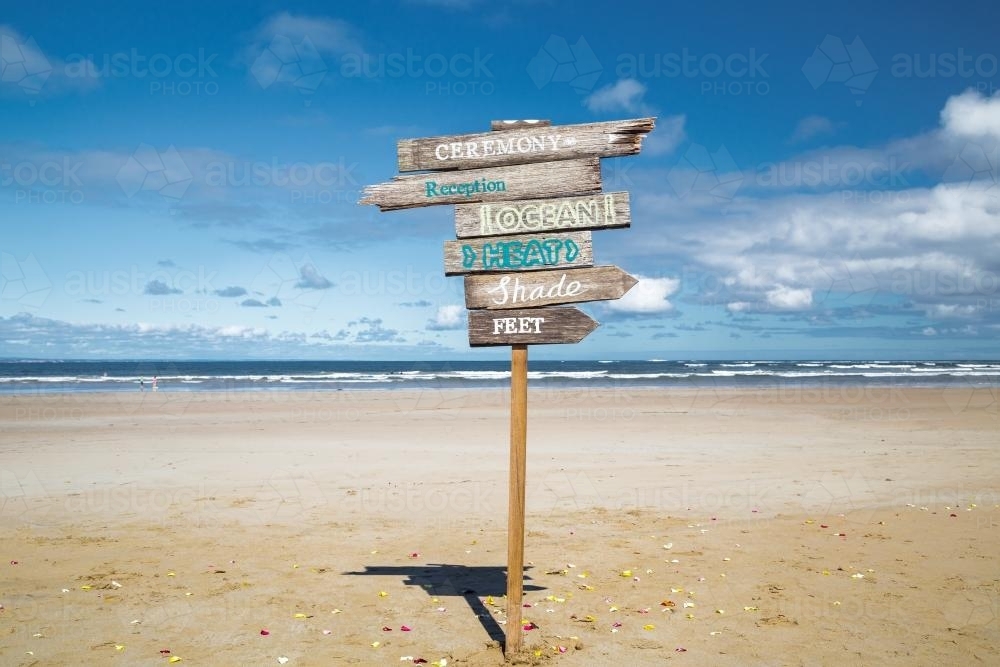 Signpost on a beach - Australian Stock Image
