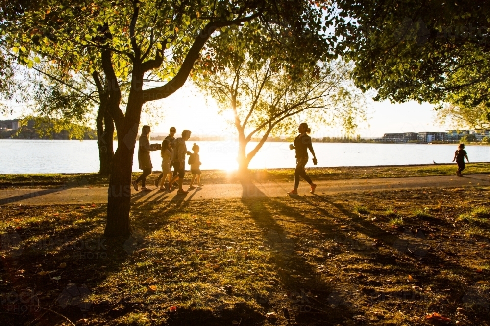 Silhouette: early morning walk in Canberra - Australian Stock Image
