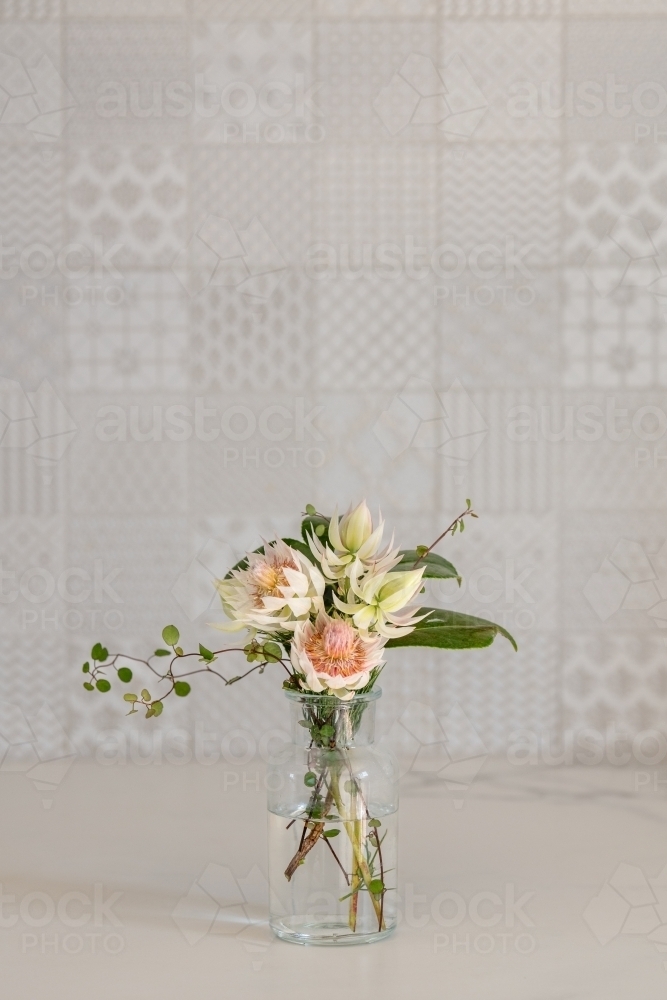 simple bouquet of Serruria florida, Blushing Bride - Australian Stock Image