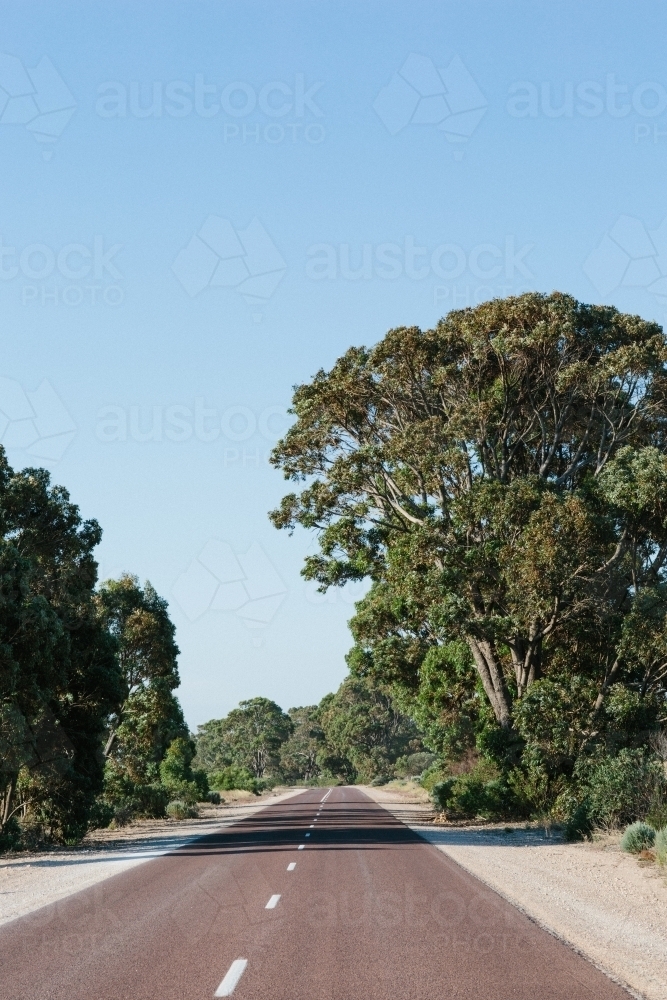 Single straight road in rural area - Australian Stock Image