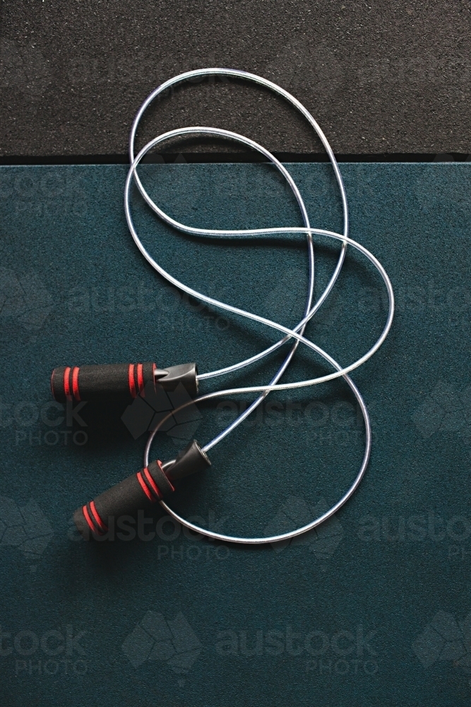 Skipping rope on floor of a gym - Australian Stock Image