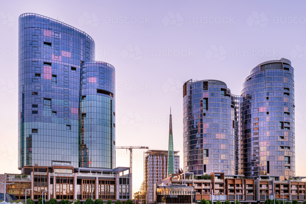 Skyscrappers at elizabeth quay perth - Australian Stock Image