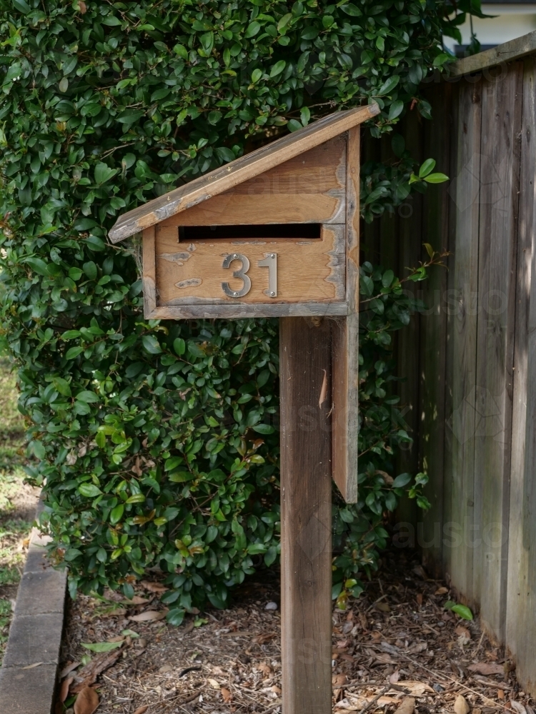 Slanted letterbox for #31 - Australian Stock Image