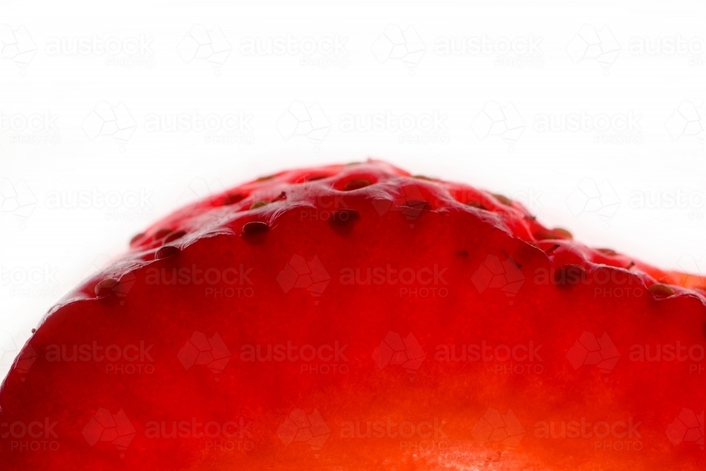 sliced strawberry on white background - Australian Stock Image