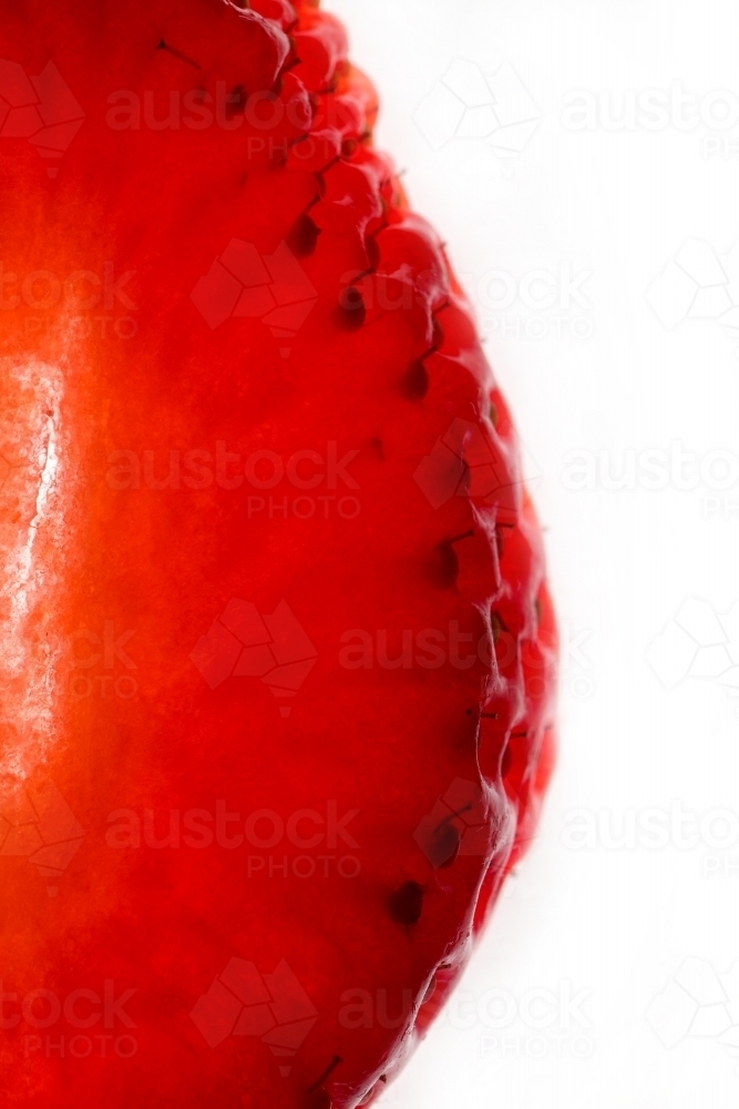 sliced strawberry on white background - Australian Stock Image