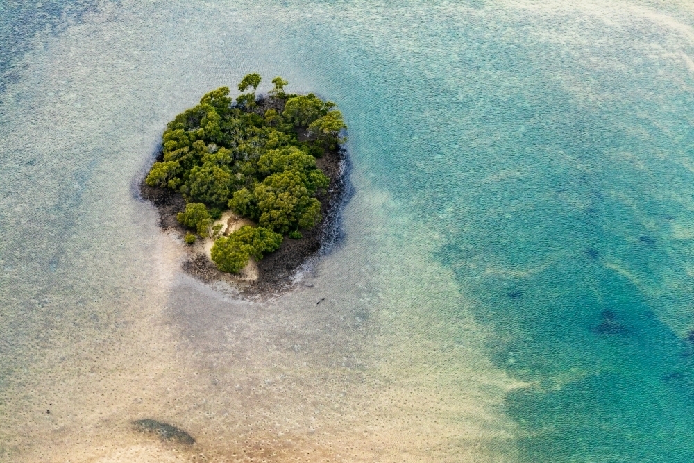 small island in water way - Australian Stock Image