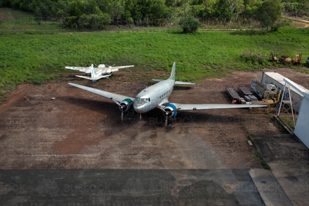 Small planes in airfield - Australian Stock Image