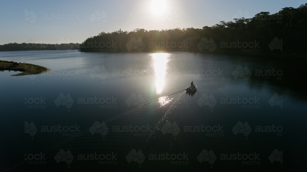 Small Recreational Fishing Boat on Lake Tyers, Gippsland, Victoria - Australian Stock Image