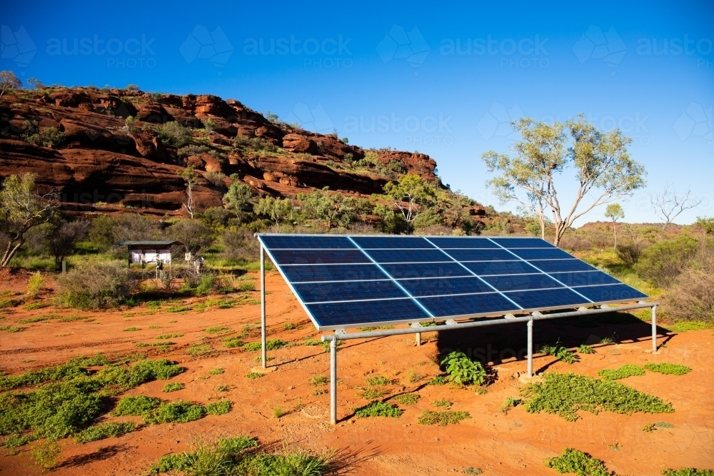 Small solar panel array in Central Australia - Australian Stock Image