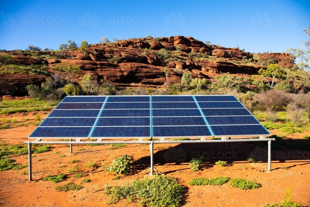 Small solar panel array in Central Australia - Australian Stock Image