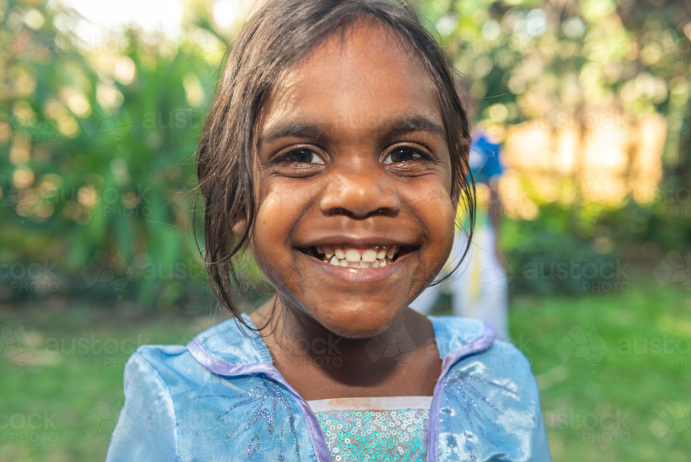 Smiling 3 year old aboriginal girl - Australian Stock Image